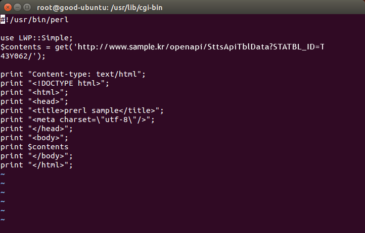 sample.cgi를 다음과 같이 코딩